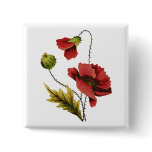 Crewel Embroidery Red Poppy Pins
