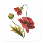 Crewel Embroidery Red Poppy Stickers