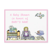 Crib & Stroller Baby Shower Invitation postcards by Designdivaad Crib & Stroller Baby Shower Invitation postcards