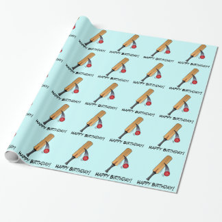 cricket wrapping paper bat ball birthday happy