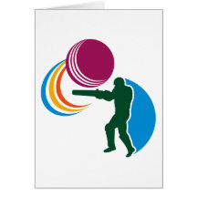 cricket batsman batting ball silhouette cards