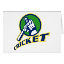 cricket batsman batting front greeting card