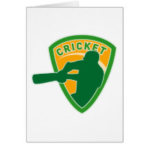 cricket batsman batting shield greeting card