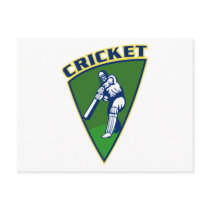 cricket batsman batting shield postcard