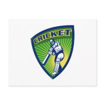 cricket batsman batting shield post card