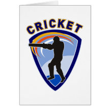 cricket batsman batting silhouette greeting cards