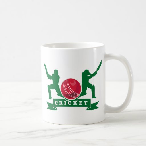 cricket batsman silhouette batting ball coffee mugs
