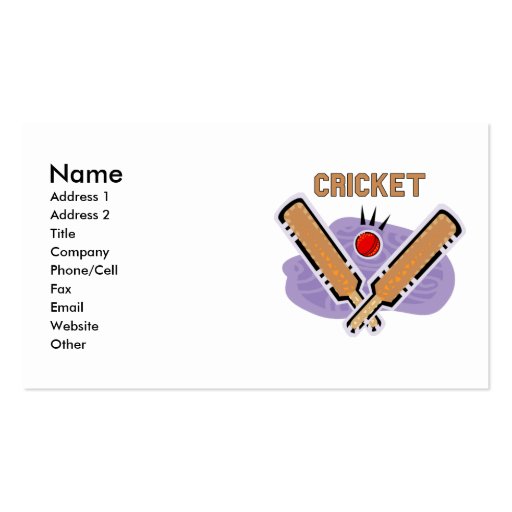 Cricket Business Cards Zazzle