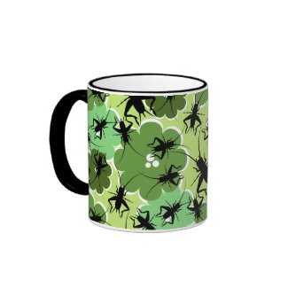 Cricket Floral Pattern Green + Black Coffee Mug