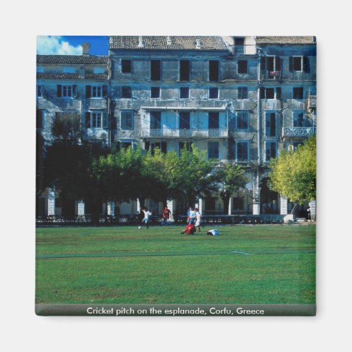 Cricket pitch on the esplanade, Corfu, Greece Fridge Magnet
