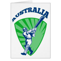 cricket player batsman Australia retro Greeting Cards