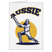 cricket player batsman Australia retro Greeting Card