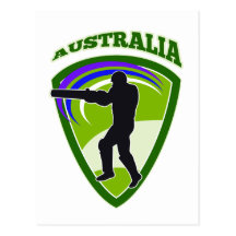 cricket player batsman Australia retro Post Card