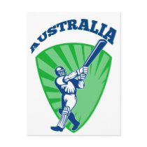 cricket player batsman Australia retro Postcard