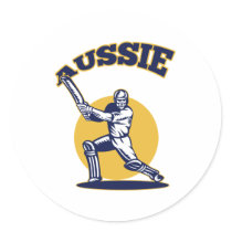 cricket player batsman Australia retro Round Stickers
