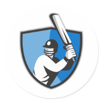 cricket player batsman bat shield retro sticker