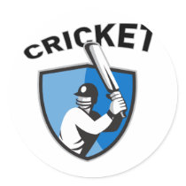 cricket player batsman bat shield retro stickers