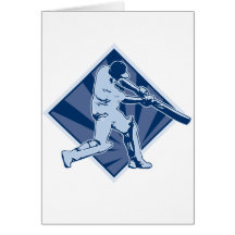 cricket player batsman batting retro greeting cards