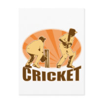 cricket player batsman batting retro postcards