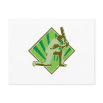 cricket player batsman batting retro post cards