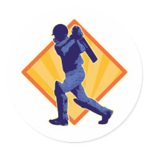 cricket player batsman batting retro stickers