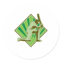 cricket player batsman batting retro sticker