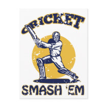 cricket player batsman batting retro style post cards