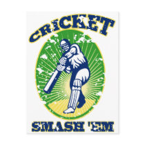 cricket player batsman batting retro style postcard