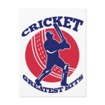 cricket player batsman batting retro style postcard