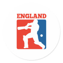 cricket player batsman England retro Round Sticker