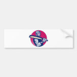 cricket player batsman holding bat woodcut bumper sticker