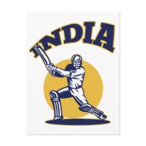 cricket player batsman India retro Post Cards