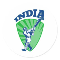 cricket player batsman India retro Sticker
