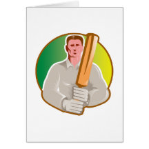 cricket player batsman with bat front view cards