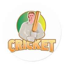 cricket player batsman with bat front view stickers