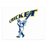 cricket sport batsman batting post cards