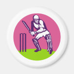 cricket sports batsman batting before wicket fridge magnets