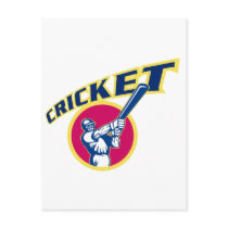 cricket sports batsman batting post cards