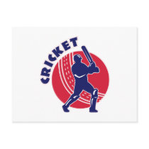 cricket sports batsman batting post card
