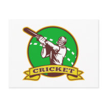 cricket sports batsman batting retro postcard
