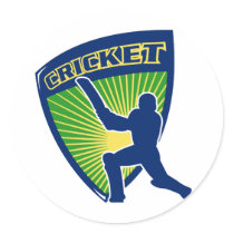 cricket sports batsman batting shield sticker