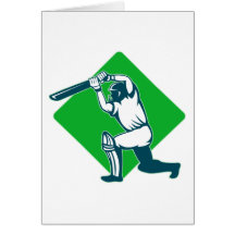 cricket sports batsman batting side view card