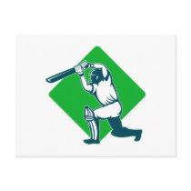 cricket sports batsman batting side view postcard