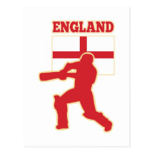 cricket sports batsman England flag Post Card