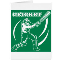 cricket sports player batsman batting side greeting card