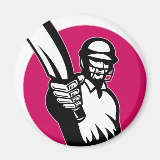 cricket sports player batsman pointing bat fridge magnets