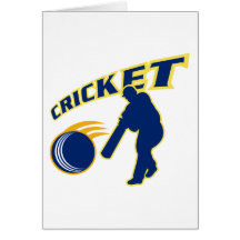 cricket sports silhoutte batsman batting ball card