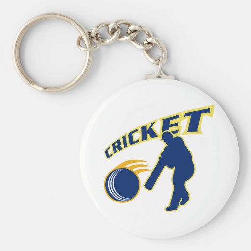 cricket sports silhoutte batsman batting ball keychain