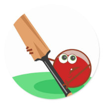 Cricket Round Sticker
