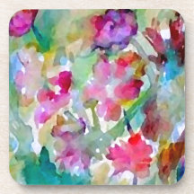 CricketDiane Flower Garden Watercolor Abstract Drink Coaster